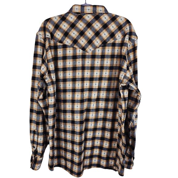 Brad Paisley Moon Shine Spirit Western Plaid Pearl Snap Men's Dress Shirt L - Picture 2 of 5